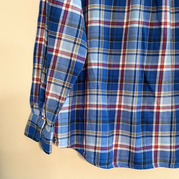 Vintage Chaps Blue & Red Plaid Lightweight Flannel Button Down Shirt - Picture 13 of 15